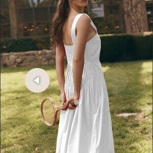 The Great Day Break Dress Pleated Cotton Sun Dress in White